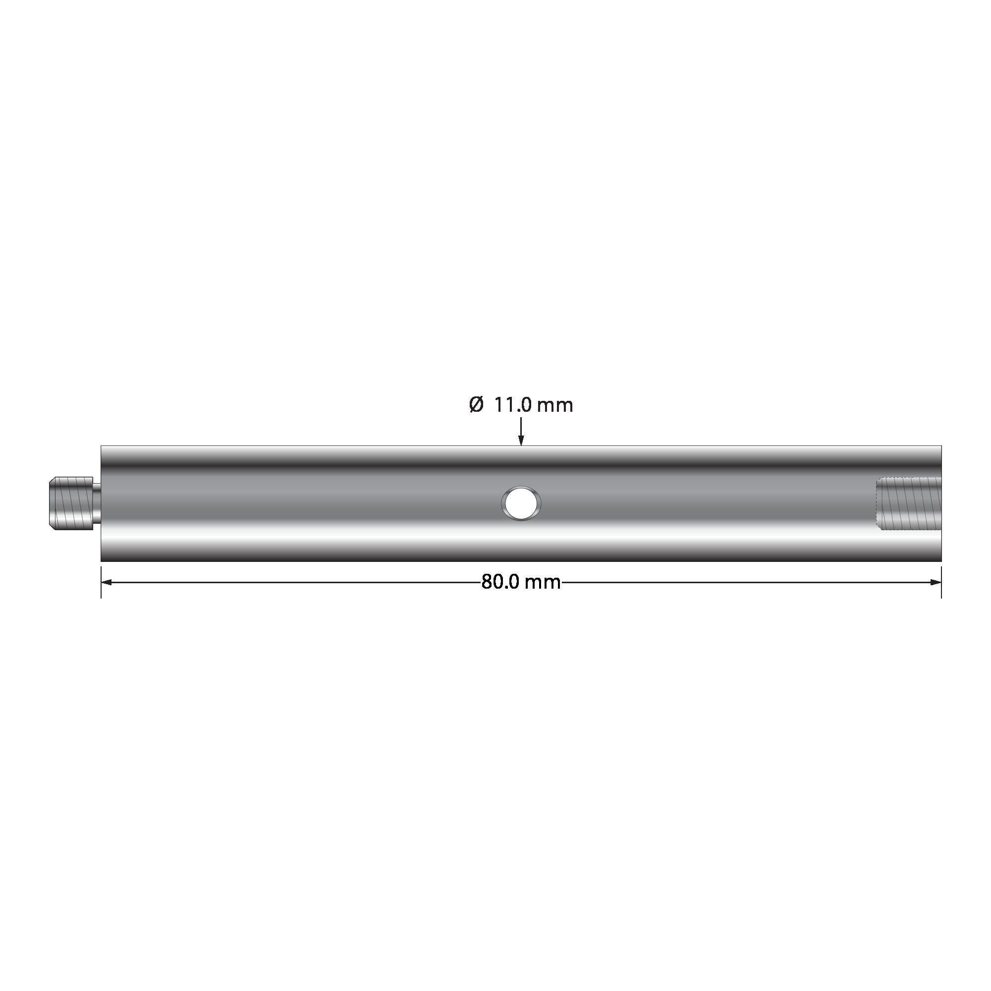 VM5-12.80-T M5 extension, titanium, 11.0 mm diameter x 80.0 mm long by Q-Mark Manufacturing, Inc.