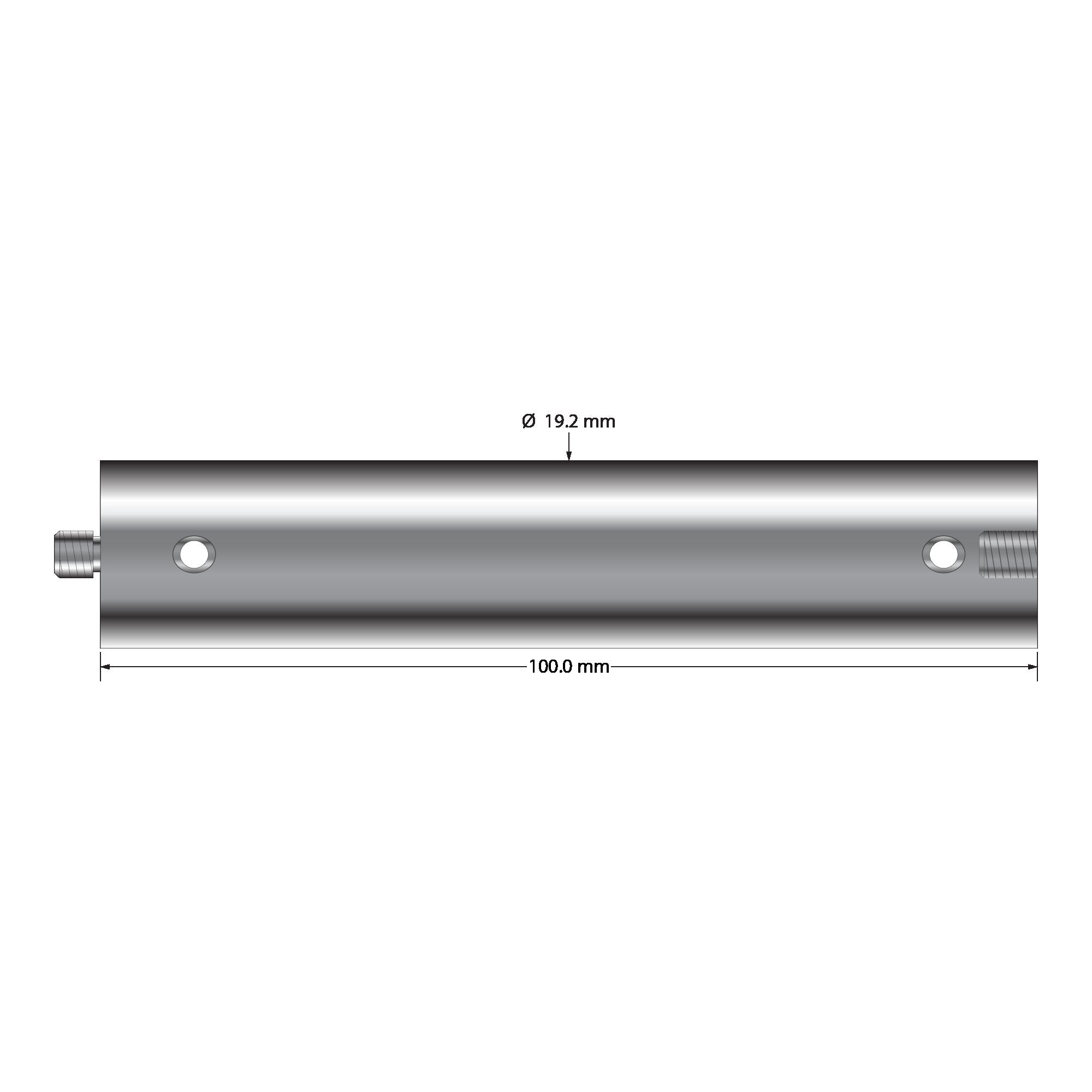 VM5-18.100-TT M5 titanium extension, 100mm long, with two wrench holes.