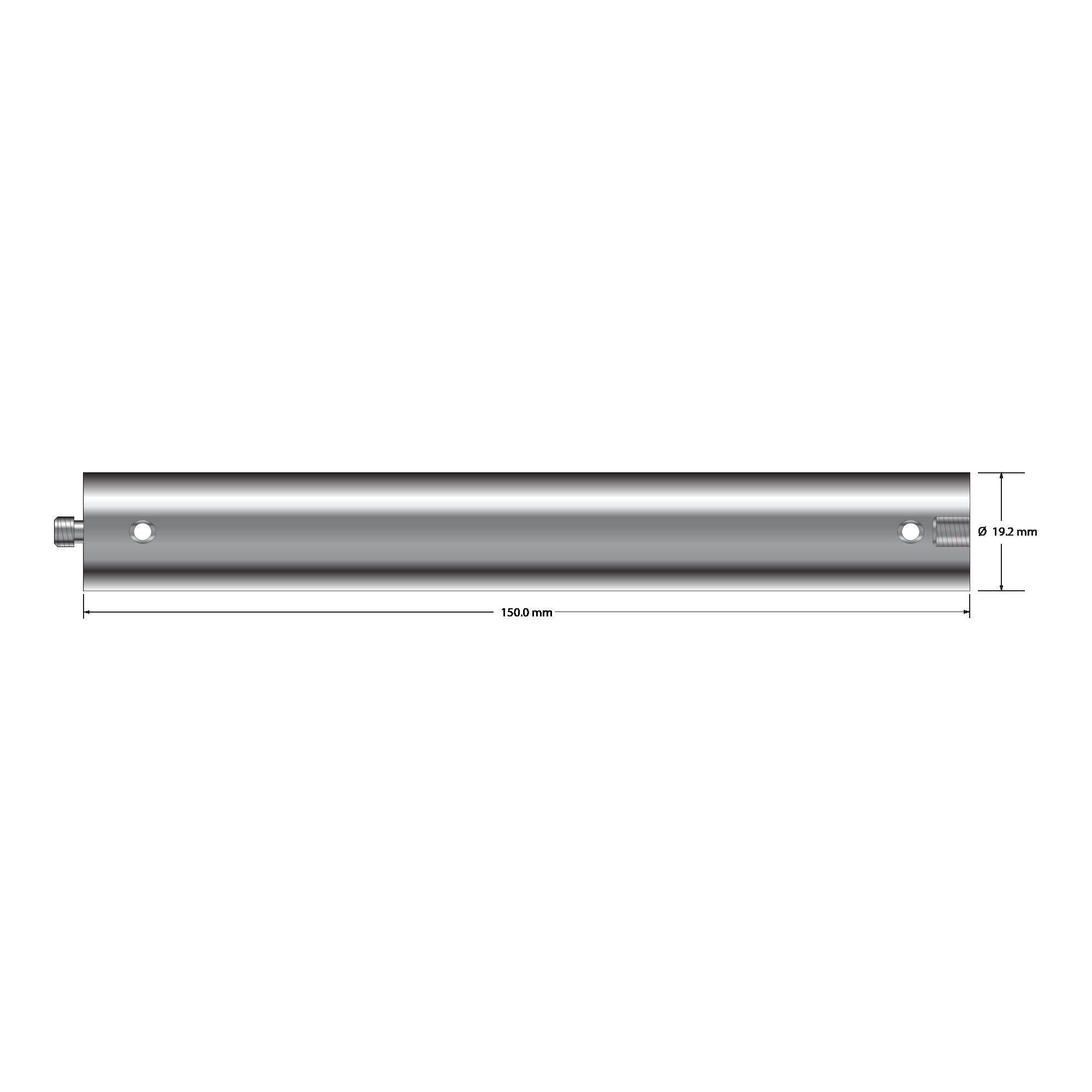 VM5-18.150-TT M5 seamless titanium extension, 19.2mm diameter x 150mm long, by Q-Mark Manufacturing, Inc.