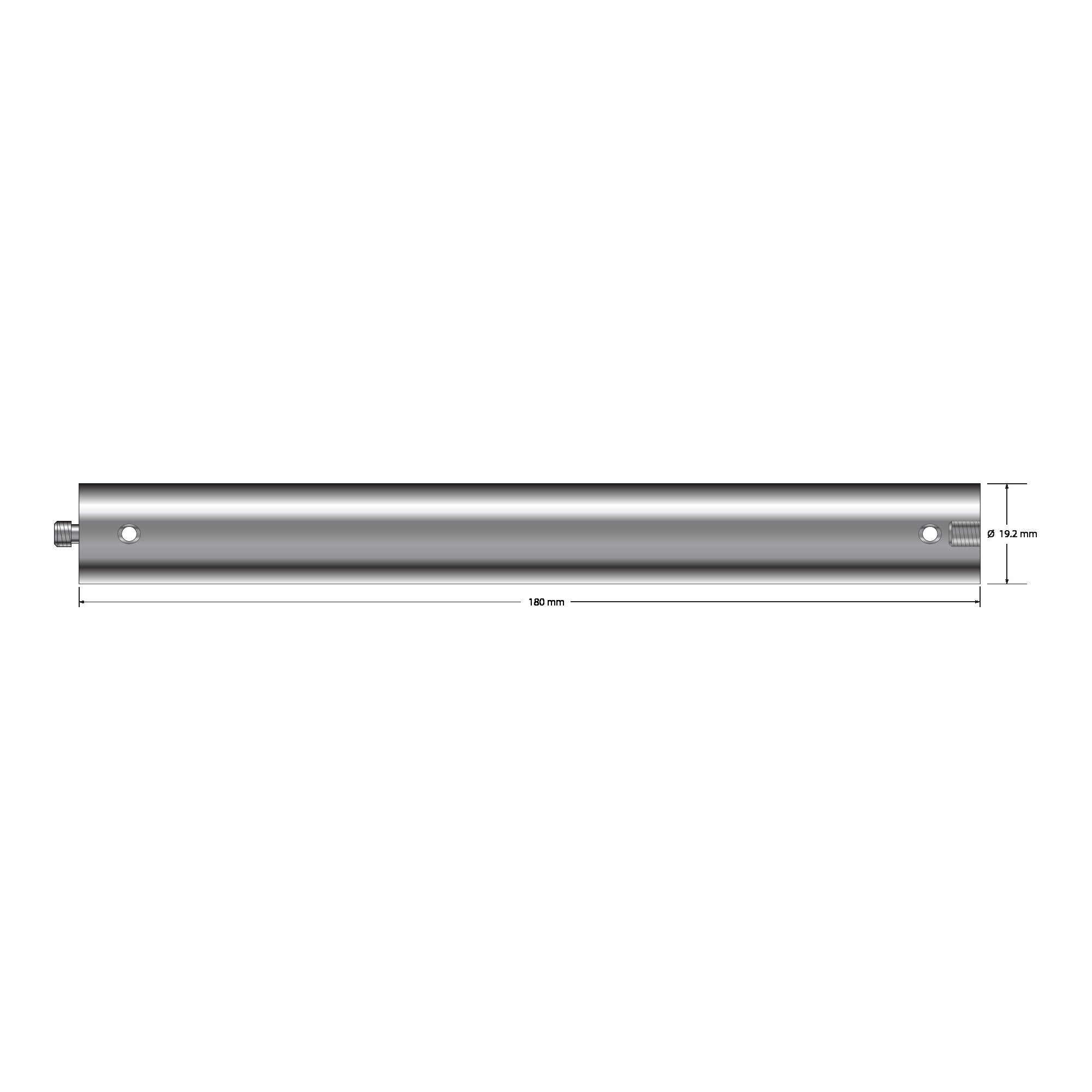 VM5-18.180-TT M5 extension, seamless titanium tubing with titanium end caps, 180.0 mm long by Q-Mark Manufacturing, Inc.