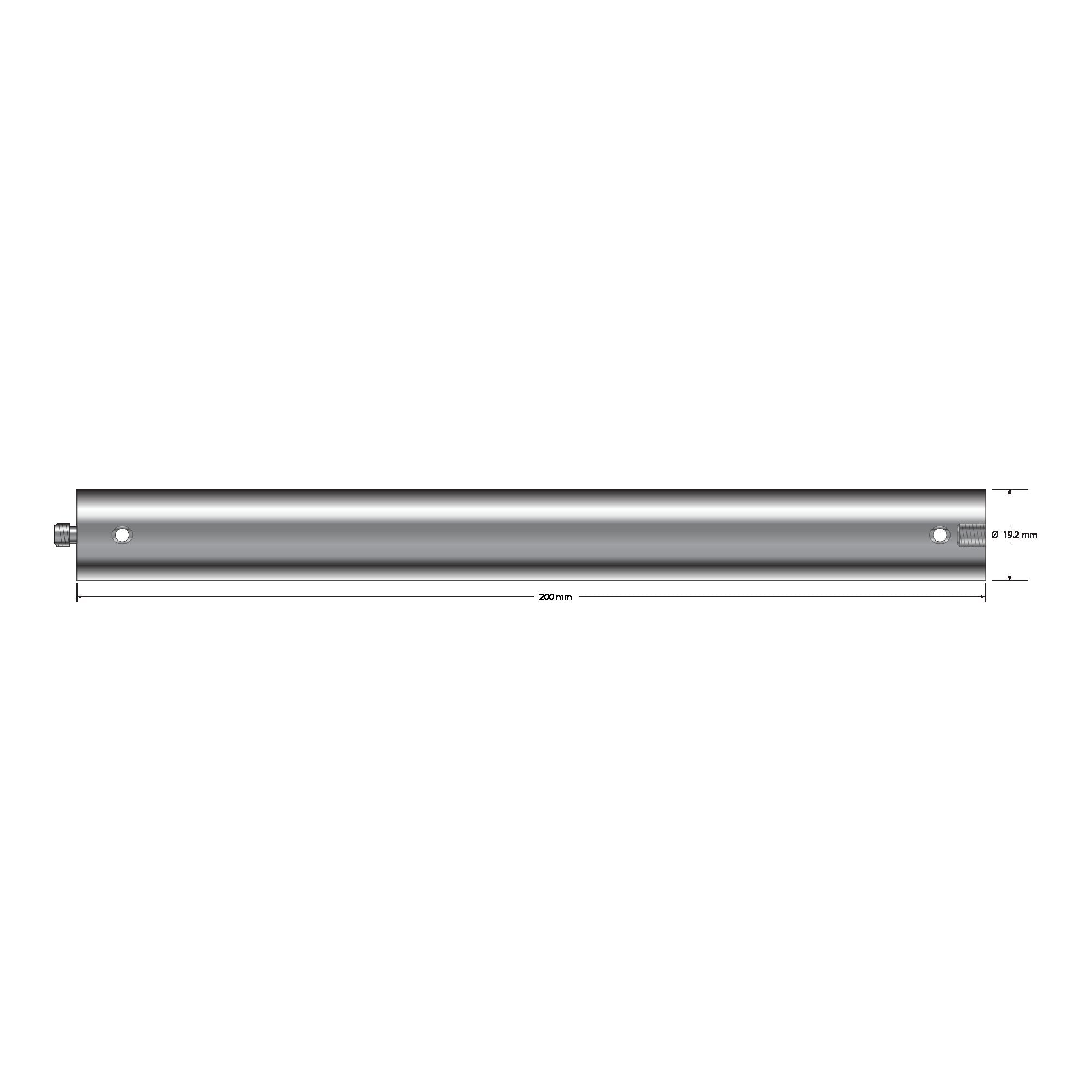 VM5-18.200-TT M5 extension, seamless titanium tubing with titanium end caps, 19.2mm diameter x 200mm long by Q-Mark Manufacturing, Inc.