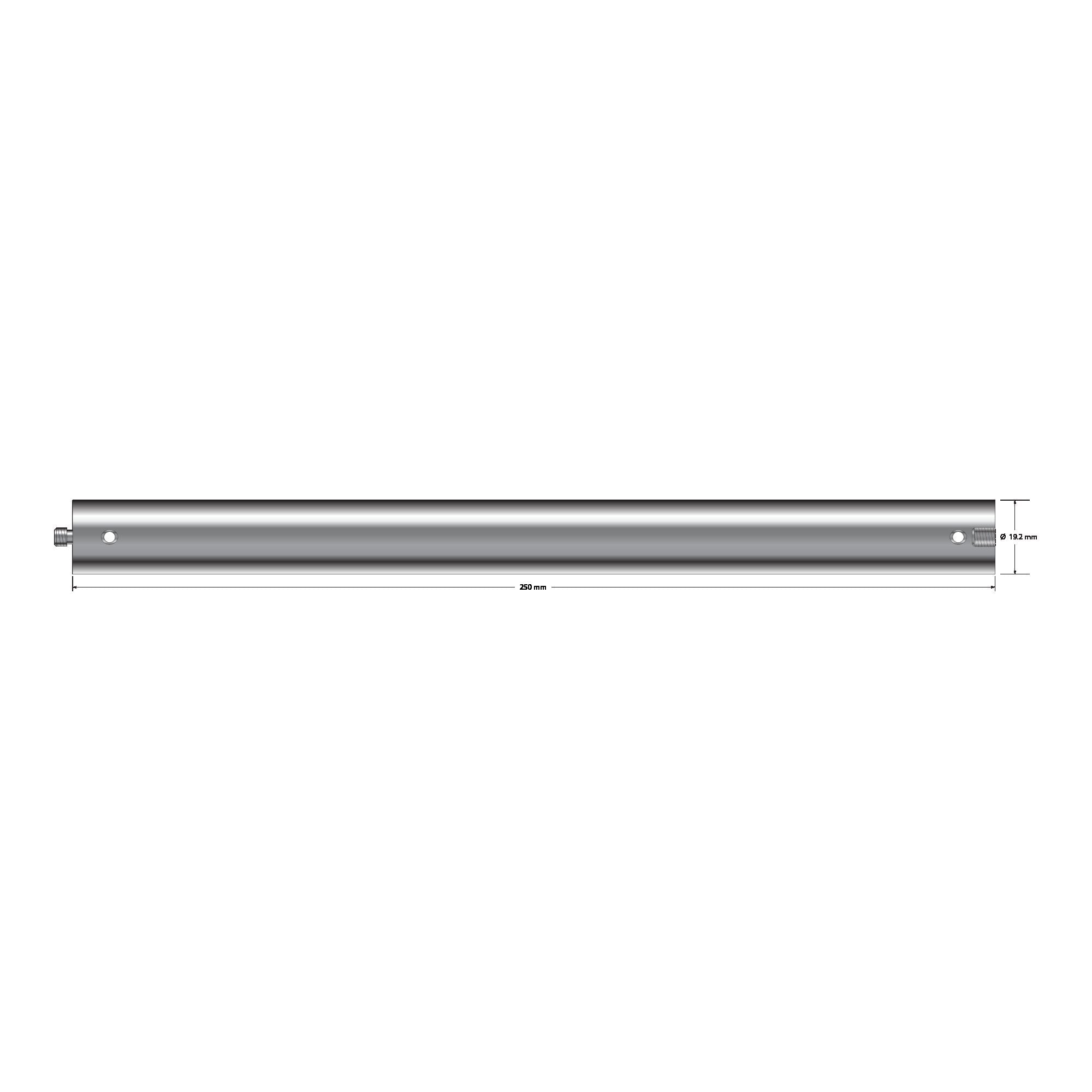 VM5-18.250-TT M5 titanium extension, seamless tubing with end caps, 19.2mm diameter x 250mm long by Q-Mark Manufacturing, Inc.