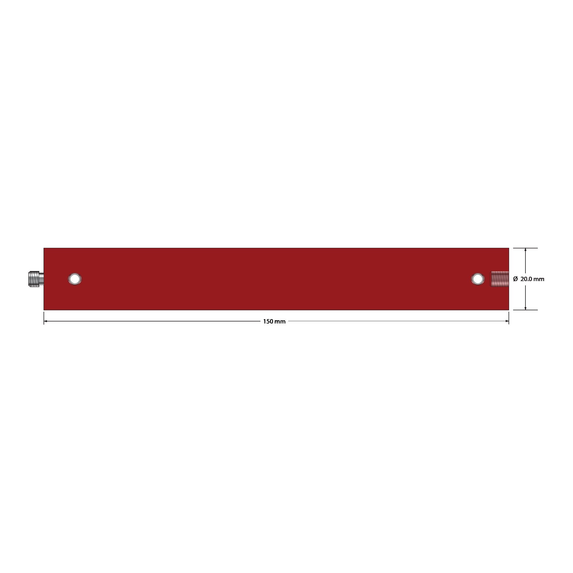 VM5-20.150-A M5 extension, red anodized aluminum, 20mm diameter x 150mm long by Q-Mark Manufacturing, Inc.