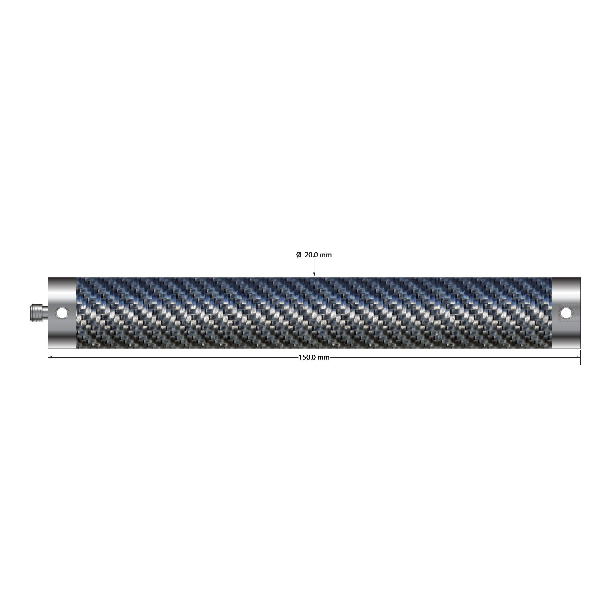 VM5-20.150-TX M5 extension, 20mm carbon fiber tubing, titanium end fittings, 150mm by Q-Mark Manufacturing, Inc.