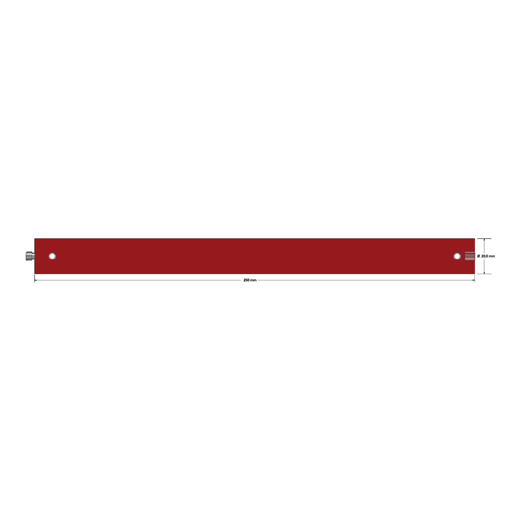 VM5-20.250-A M5 extension, red anodized aluminum tubing with stainless steel fittings, 20mm x 250mm by Q-Mark Manufacturing, Inc.