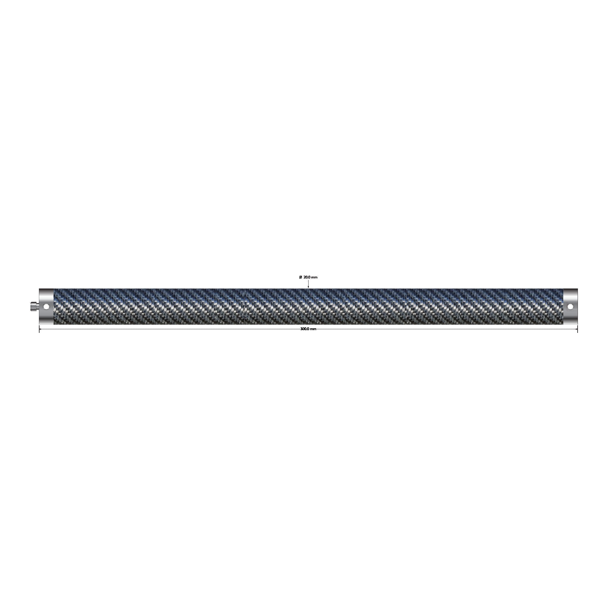 VM5-20.300-TX M5 extension, 20mm Therm-X carbon fiber tubing, titanium end fittings, 300mm by Q-Mark Manufacturing, Inc.