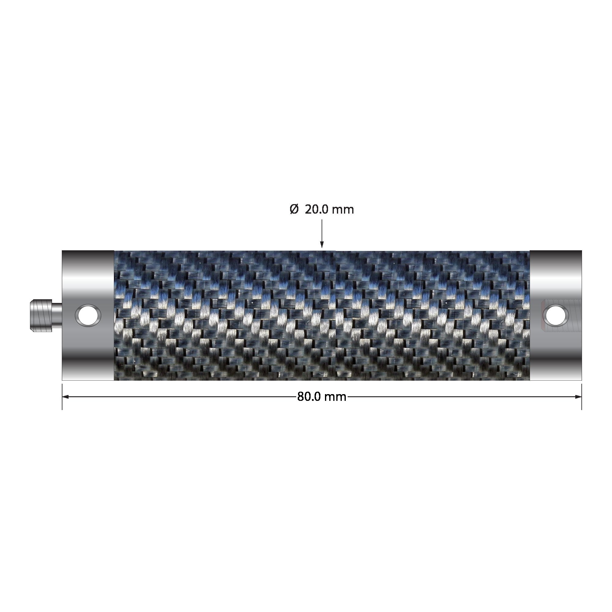 VM5-20.80-TX M5 extension, 20mm diameter Therm-X carbon fiber tubing, titanium end fittings, 80mm length by Q-Mark Manufacturing, Inc.