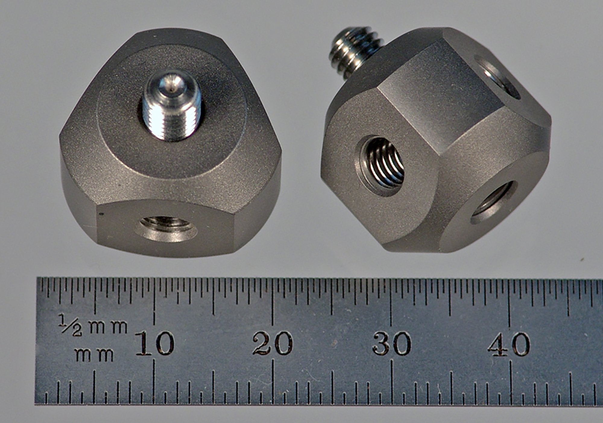 WM5-15-3-T M5 cube, five-sided, solid titanium with stainless steel thread by Q-Mark Manufacturing, Inc.