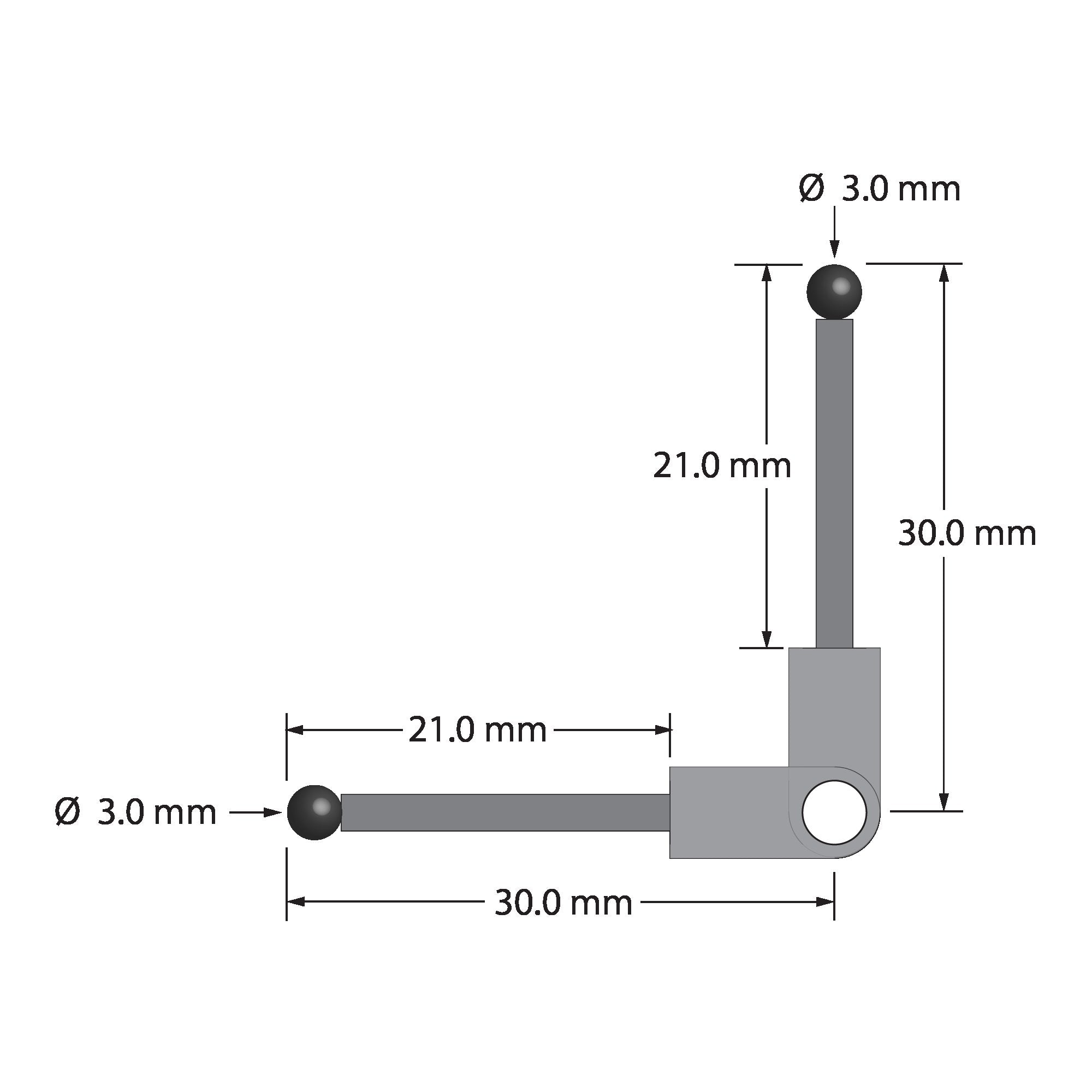 XXT-3030-90-SN stylus, 3.0mm silicon nitride balls, titanium fitting, carbon fiber stems by Q-Mark Manufacturing, Inc.