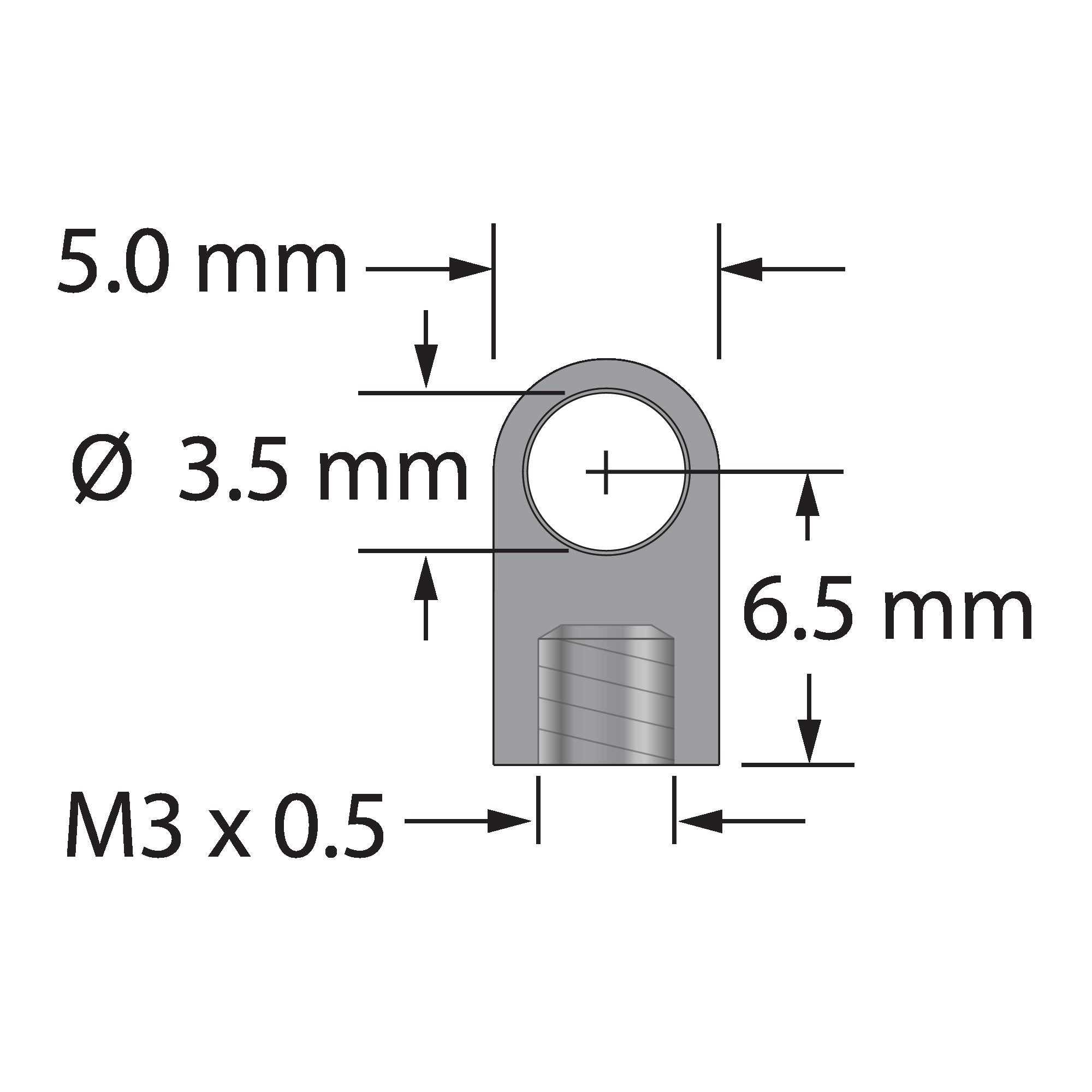 XXT-90 M3 titanium single-threaded cube with internal thread.