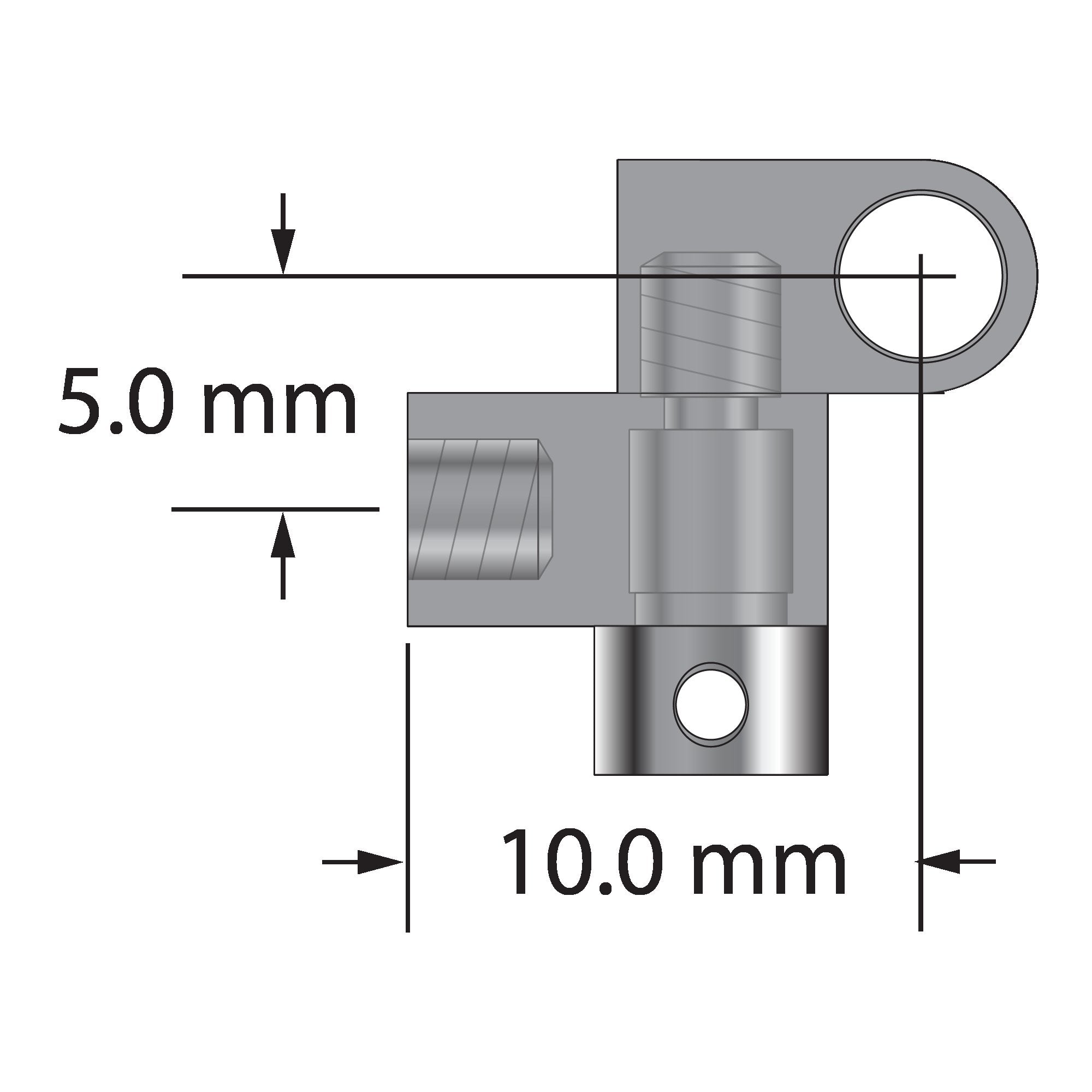 XXT-JM3 M3 titanium knuckle joint for XXT probe head, three-piece assembly.