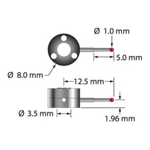 XXT-LSTR-1012.5 single-side star stylus with 1.0mm ruby ball, stepped carbide stem, and titanium hub.