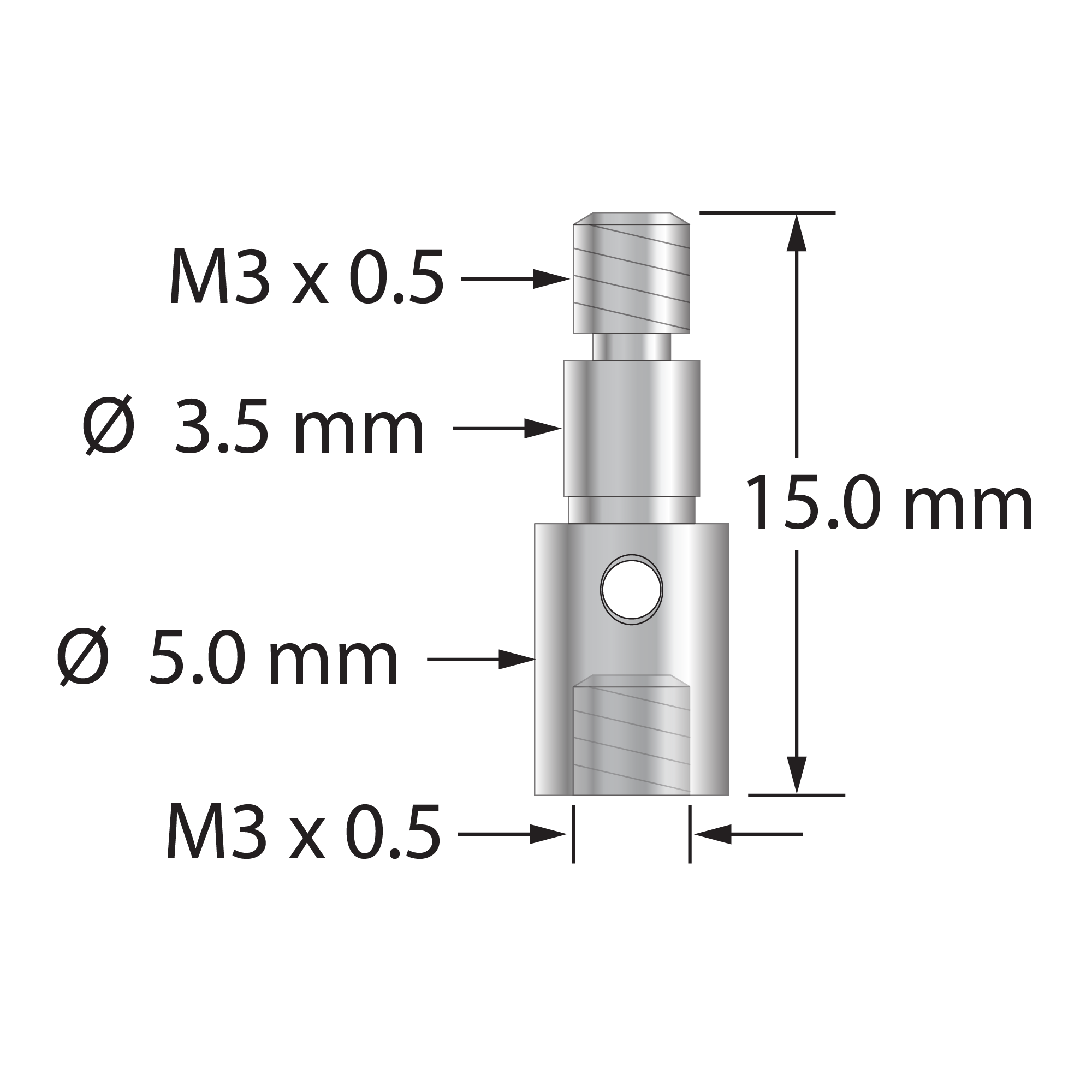 XXT-M3-CS M3 titanium clamping screw with threaded ID for stylus.